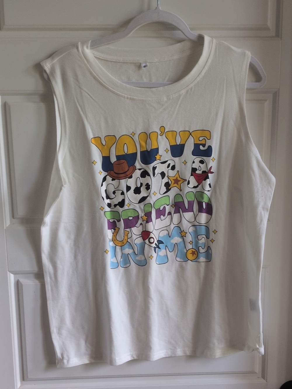 Kids White Graphic Muscle Tee - "You've Got A Friend In Me"